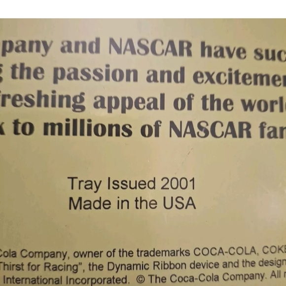 🥳HP🥳VINTAGE NASCAR+COCA-COLA TRAY - Picture 7 of 9